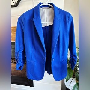 Olivia Moon Blue Scrunch-Sleeve Blazer